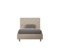 Lit rembourré sans sommier 120x190 similicuir taupe Priya -