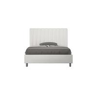Lit rembourré sans sommier 140x190 similicuir blanc Agueda -