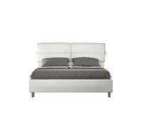 Lit rembourré sans sommier 160x210 similicuir blanc Nandy -