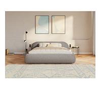 Lit rembourré - Shels Low - 160×200 - en bou ris beige