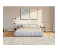 Lit rembourré - Shels Low - 160×200 - en velours côtelé - gris