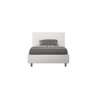 Lit rembourrée avec sommier 120x190 similicuir blanc Adele -