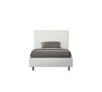 Lit rembourrée avec sommier 120x190 similicuir blanc Focus -