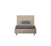 Lit rembourrée avec sommier 140x210 similicuir taupe Sunny -