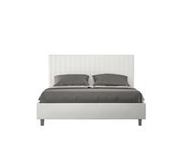 Lit rembourrée avec sommier 160x200 similicuir blanc Sunny -
