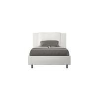 Lit rembourrée coffre 120x190 similicuir blanc Antea -