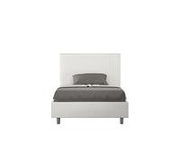 Lit rembourrée coffre 120x190 similicuir blanc Goya -