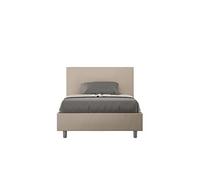 Lit rembourrée coffre 120x190 similicuir taupe Adele -