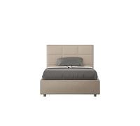 Lit rembourrée coffre 120x190 similicuir taupe Mika -