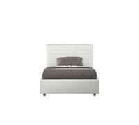 Lit rembourrée coffre 120x210 similicuir blanc Mika -