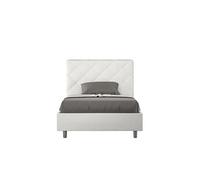 Lit rembourrée coffre 140x190 similicuir blanc Priya -
