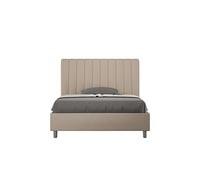 Lit rembourrée coffre 140x190 similicuir taupe Agueda -