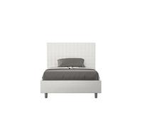Lit rembourrée coffre 140x200 similicuir blanc Sunny -