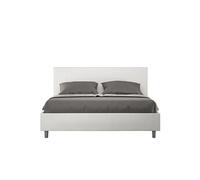 Lit rembourrée coffre 160x190 similicuir blanc Adele -