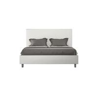 Lit rembourrée coffre 160x190 similicuir blanc Goya -