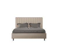 Lit rembourrée coffre 160x190 similicuir taupe Agueda -