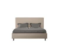 Lit rembourrée coffre 160x190 similicuir taupe Focus -