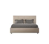 Lit rembourrée coffre 160x190 similicuir taupe Mika -