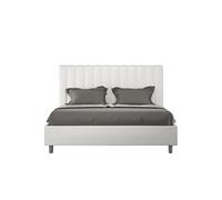 Lit rembourrée coffre 160x200 similicuir blanc Agueda -