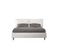 Lit rembourrée coffre 160x200 similicuir blanc Antea -