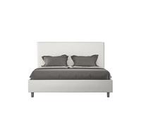 Lit rembourrée coffre 160x200 similicuir blanc Focus -