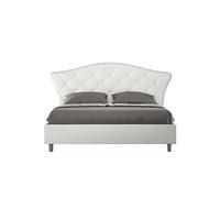 Lit rembourrée coffre 160x200 similicuir blanc Langre -