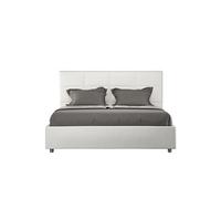 Lit rembourrée coffre 160x200 similicuir blanc Mika -