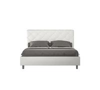 Lit rembourrée coffre 160x200 similicuir blanc Priya -