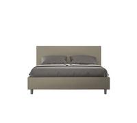 Lit rembourrée coffre 160x200 similicuir cappuccino Adele -