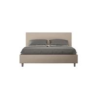 Lit rembourrée coffre 160x200 similicuir taupe Adele -
