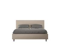 Lit rembourrée coffre 160x200 similicuir taupe Adele -