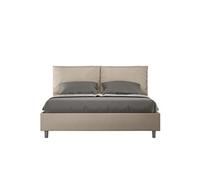 Lit rembourrée coffre 160x200 similicuir taupe Antea -