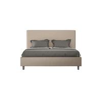 Lit rembourrée coffre 160x200 similicuir taupe Focus -