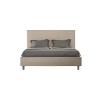 Lit rembourrée coffre 160x200 similicuir taupe Goya -