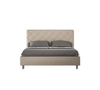 Lit rembourrée coffre 160x200 similicuir taupe Priya -