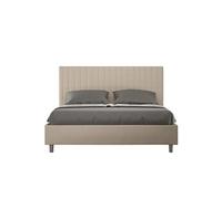 Lit rembourrée coffre 160x200 similicuir taupe Sunny -