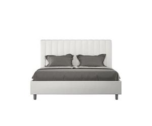 Lit rembourrée coffre 160x210 similicuir blanc Agueda -