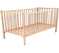 Lit bébé REMI réglable en hauteur en hêtre massif naturel 60x120 Bois clair