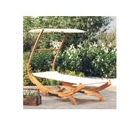 Vidaxl Lit Repos Avec Auvent 100x190x134 Cm Bois Courbé Massif Crème