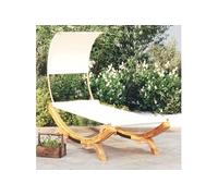 Lit repos avec auvent 100x200x126 cm Bois courbé massif Crème