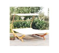 Vidaxl Lit Repos Avec Auvent 165x203x138 Cm Bois Courbé Massif Crème