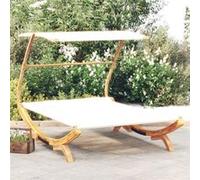 Vidaxl Lit Repos Avec Auvent 165x203x138 Cm Bois Courbé Massif Crème