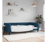 Lit Repos Canapé-Lit 2-en-1 Velours Bleu 100x200 cm, Structure Robuste Métal Bois, Lit Plateforme Moderne Chambre Salon Invités, Confort Optimal