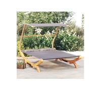 vidaXL Lit repos et auvent Bois courbé massif 165 x 203 x 138 cm Anthracite