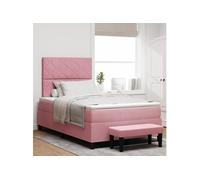 vidaXL Lit ressort avec Matelas & Banc en Velours Rose 120x190 cm