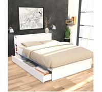 WEBER INDUSTRIES Lit Riga 140x190cm + tête de lit + 1 tiroir/Blanc