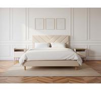 Lit ROMANE avec lattes massives tissu velours beige 140x190 BOBOCHIC 140x190 Beige