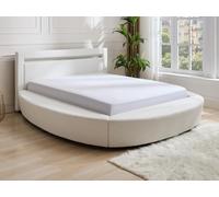 Lit rond 160 x 200 cm - Avec LEDs - Simili - Blanc - ABULIS III