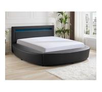 Lit rond 160 x 200 cm - Avec LEDs - Simili - Noir + Matelas - ABULIS III