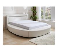 Lit rond 180 x 200 cm - Avec LEDs - Simili - Blanc - ABULIS III